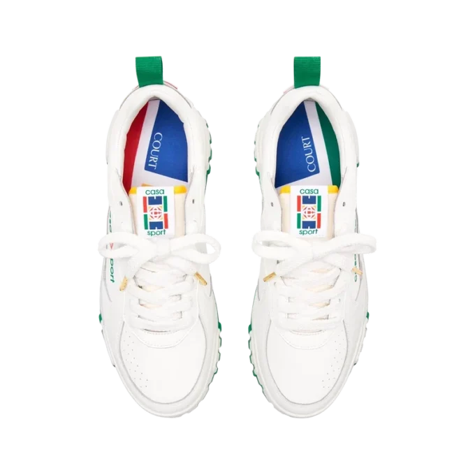 Adidași Mens Court albi și verzi Adidași Mens Court albi și verzi