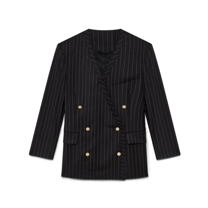 Blazer oversized din lână cu dungi Blazer oversized din lână cu dungi