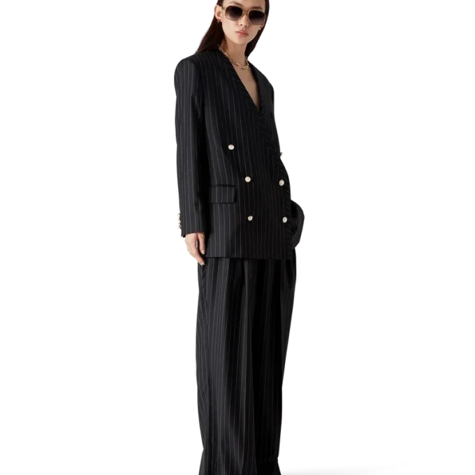 Blazer oversized din lână cu dungi Blazer oversized din lână cu dungi