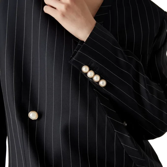 Blazer oversized din lână cu dungi Blazer oversized din lână cu dungi