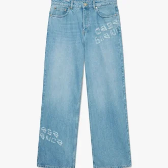 Blugi din denim cu aspect uzat și graffiti