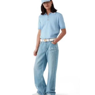 Blugi din denim cu aspect uzat și graffiti