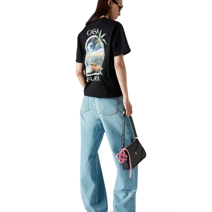 Blugi din denim cu aspect uzat și graffiti