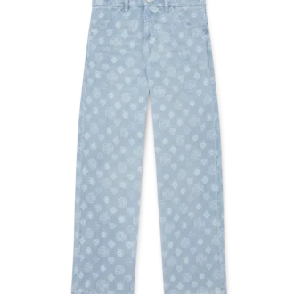 Blugi din denim cu monogramă, croială lejeră