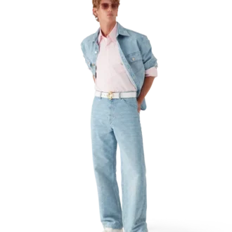 Blugi din denim cu monogramă, croială lejeră