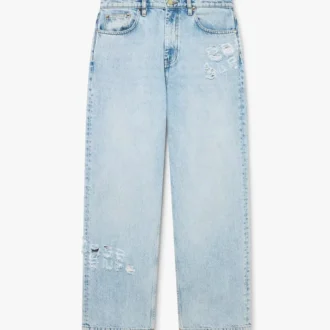 Blugi din denim cu spălare deschisă și graffiti