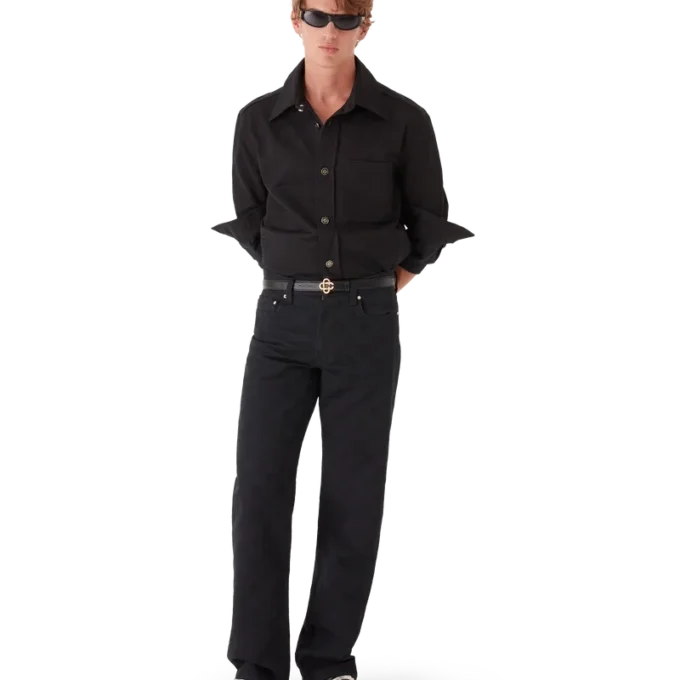 Blugi drepți din denim cu monogramă