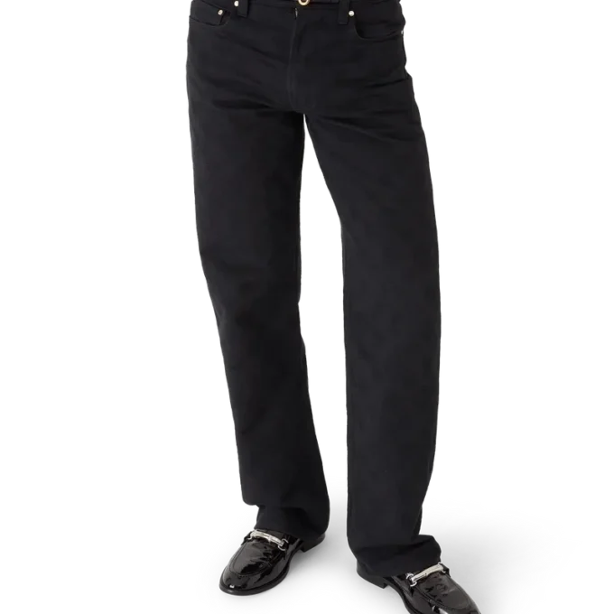 Blugi drepți din denim cu monogramă