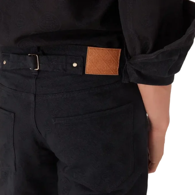 Blugi drepți din denim cu monogramă