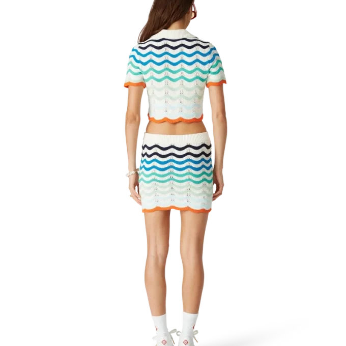 Bluză croșetată cu valuri în degrade