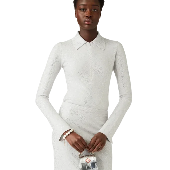 Body din tricot cu monogramă din cristal