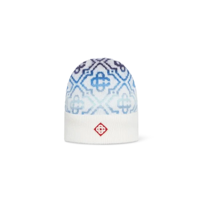 Căciulă din lână merino cu monogramă vopsită în degrade