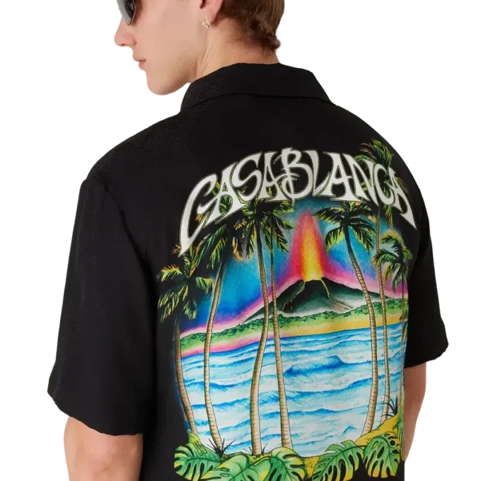 Cămășă clasică cu mâneci scurte și imprimeu Jacquard „Volcano” Cămășă clasică cu mâneci scurte și imprimeu Jacquard „Volcano”