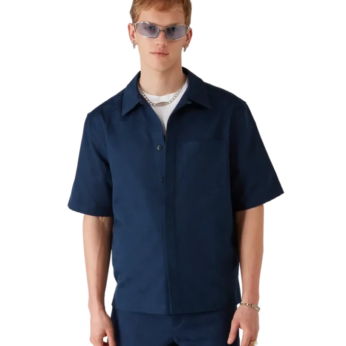 Cămășă cu mânecă scurtă Monogramă albastru închis