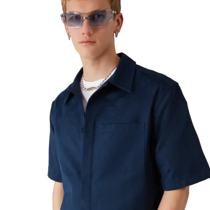 Cămășă cu mânecă scurtă Monogramă albastru închis