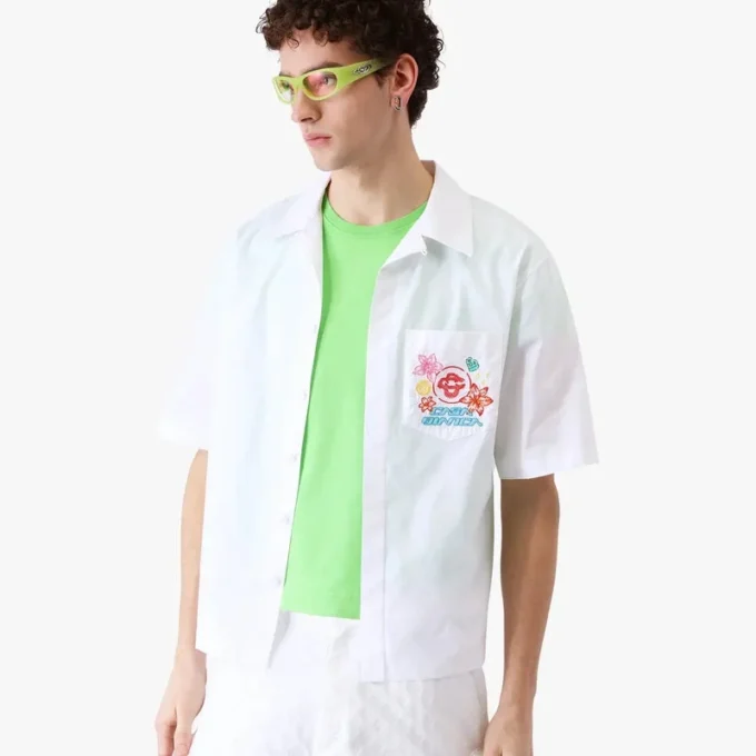 Cămășă cu mâneci scurte brodată Collage D’icones Graphiques