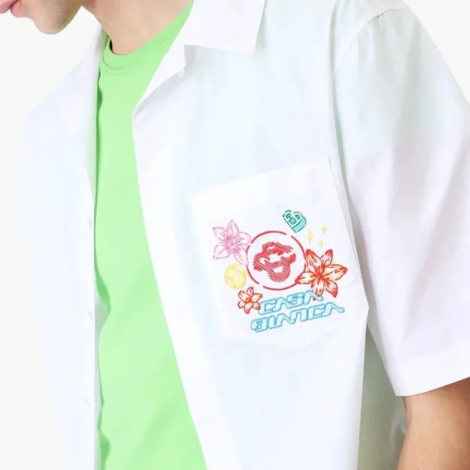 Cămășă cu mâneci scurte brodată Collage D’icones Graphiques