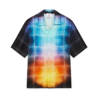 Cămășă cu mâneci scurte din amestec de viscoză cu imprimeu în degrade