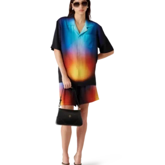 Cămășă cu mâneci scurte din mătase cu imprimeu în degrade