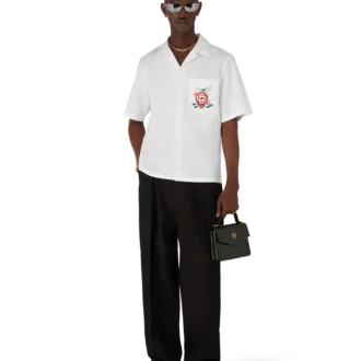 Cămășă cu mâneci scurte din poplin de bumbac brodată