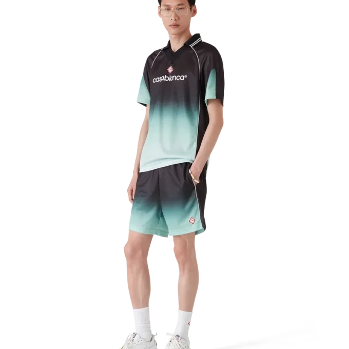 Cămășă de fotbal cu mâneci scurte, cu monogramă jacquard în degrade