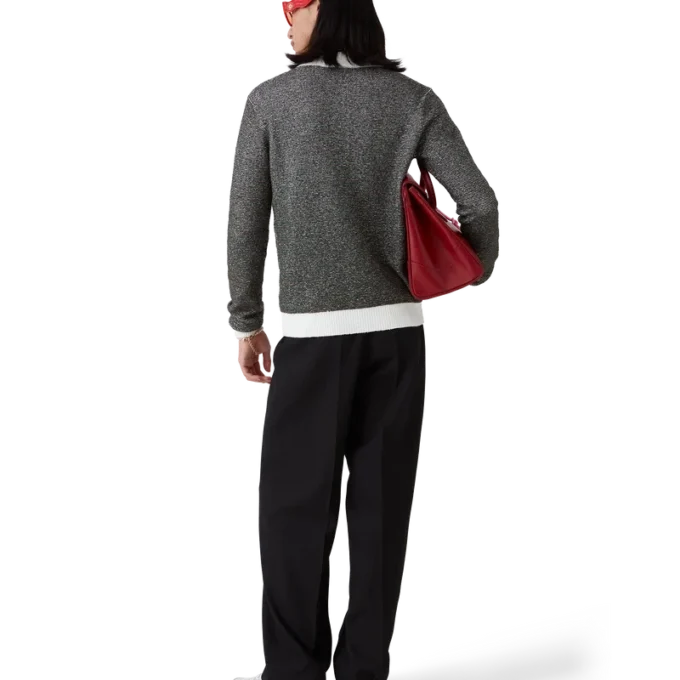 Cămășă de polo cu mâneci lungi și dungi bouclé Cămășă de polo cu mâneci lungi și dungi bouclé