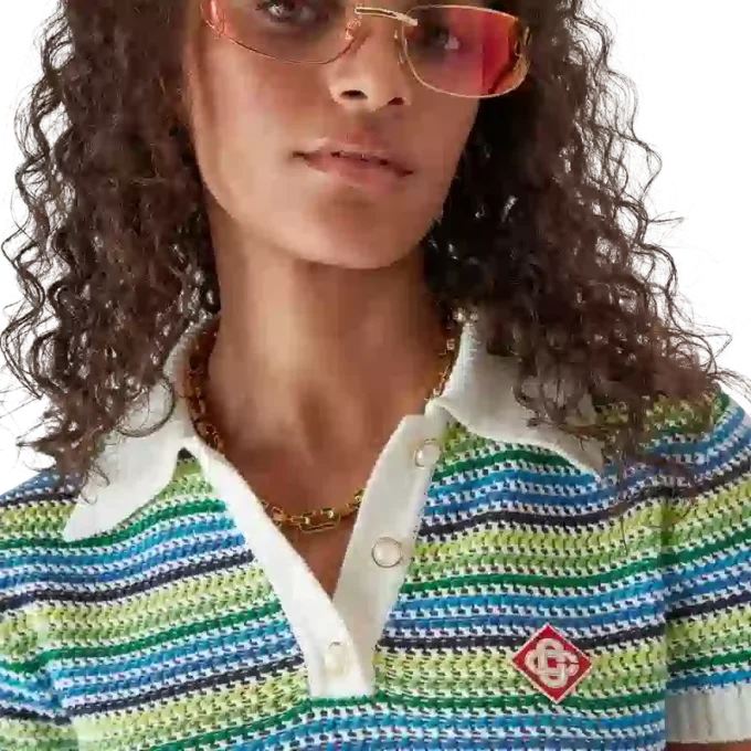 Cămășă de polo cu mâneci scurte și dungi