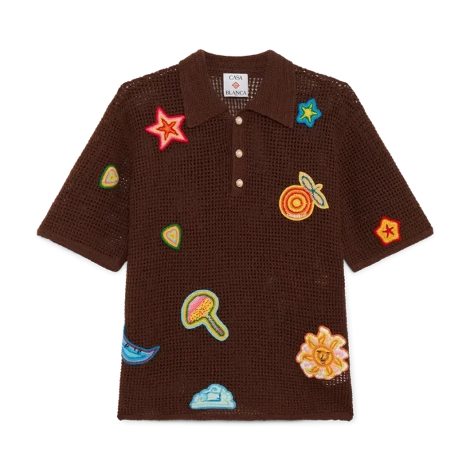 Cămășă de polo cu motive croșetate Cămășă de polo cu motive croșetate