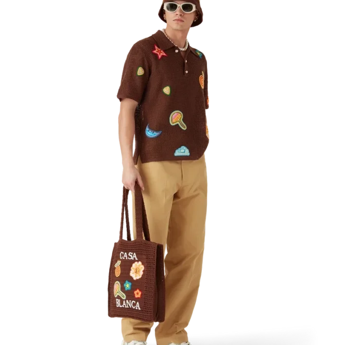 Cămășă de polo cu motive croșetate Cămășă de polo cu motive croșetate