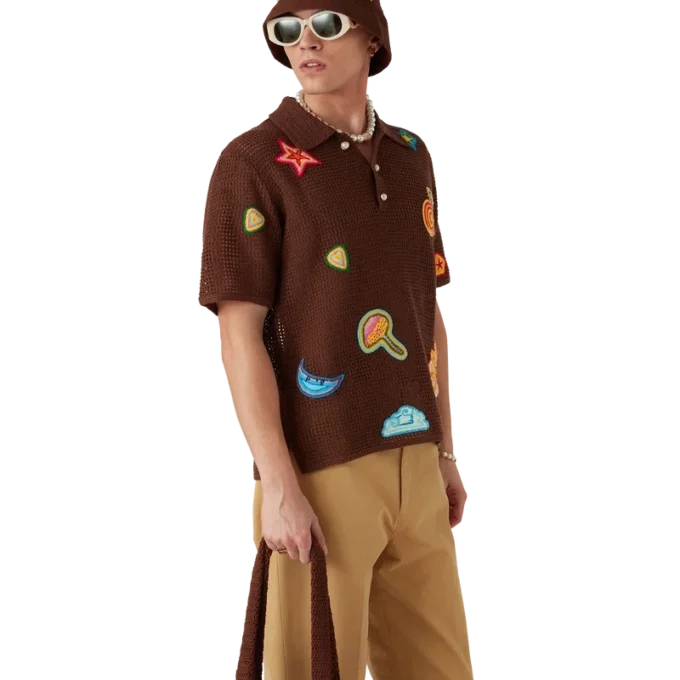 Cămășă de polo cu motive croșetate Cămășă de polo cu motive croșetate