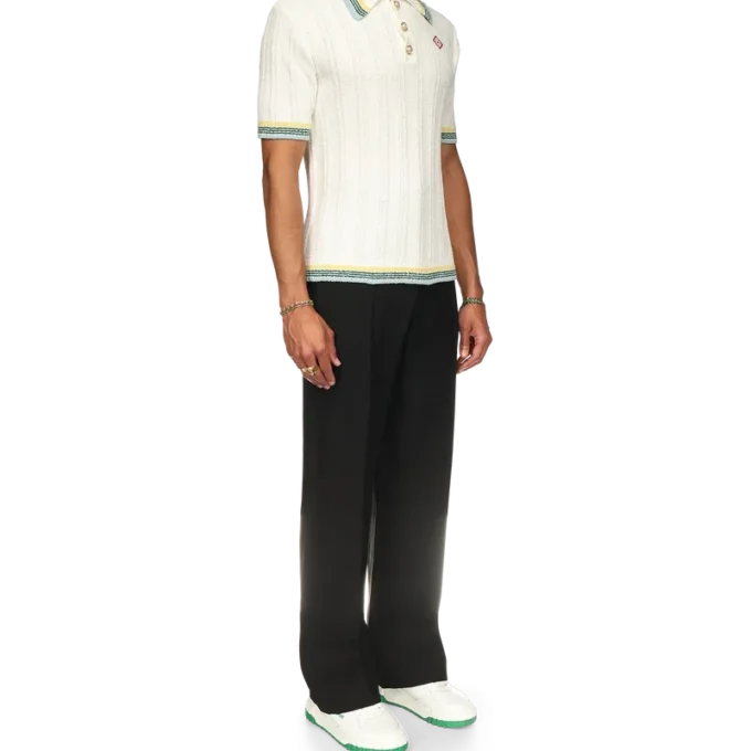 Cămășă de polo din bucle cu nervuri Cămășă de polo din bucle cu nervuri