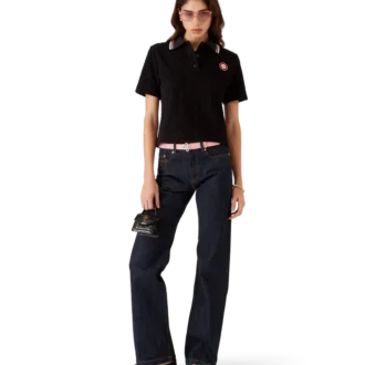 Cămășă de tip polo din material jacquard cu monogramă