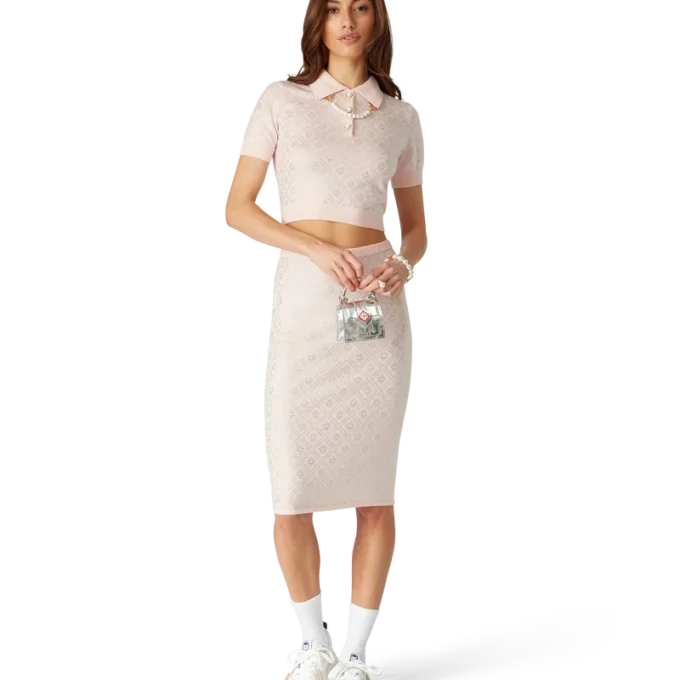 Cămășă de tricot cu monogramă din cristal