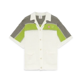 Cămășă din bumbac croșetat cu dungi