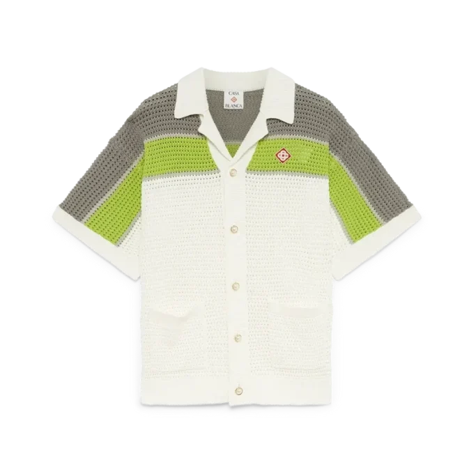 Cămășă din bumbac croșetat cu dungi Cămășă din bumbac croșetat cu dungi