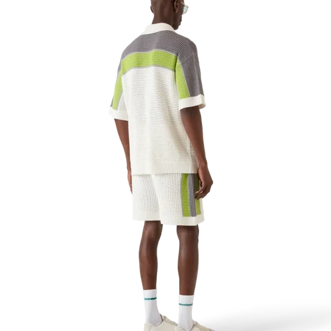 Cămășă din bumbac croșetat cu dungi Cămășă din bumbac croșetat cu dungi