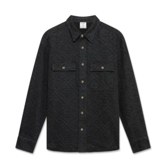 Cămășă din denim cu mâneci lungi, neagră, cu imprimeu laser