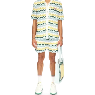 Cămășă din țesătură bouclé ondulată