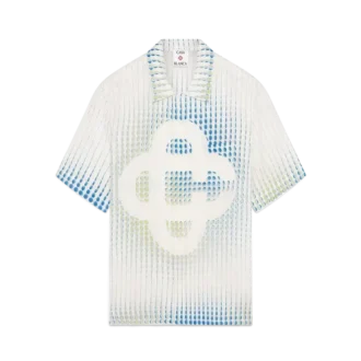 Cămășă din in cu mâneci scurte și imprimeu cu puncte