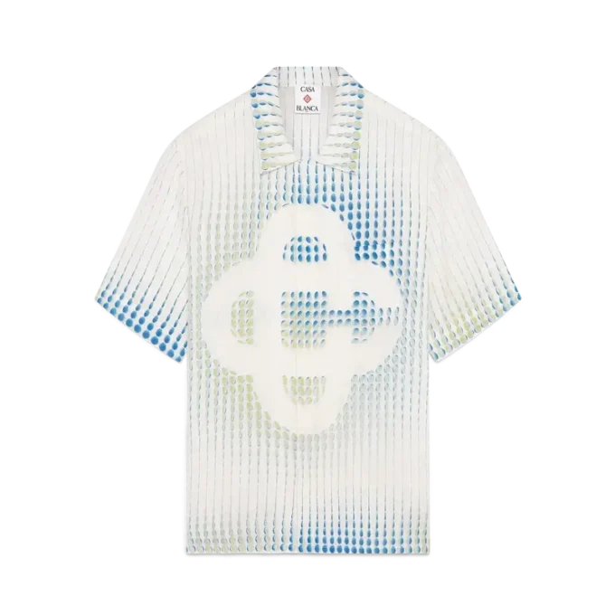 Cămășă din in cu mâneci scurte și imprimeu cu puncte