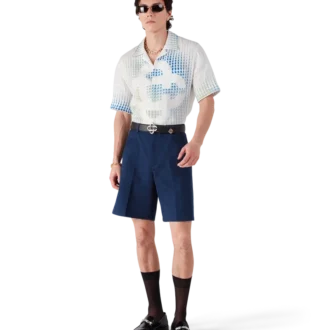 Cămășă din in cu mâneci scurte și imprimeu cu puncte