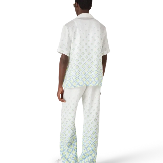 Cămășă din in cu mâneci scurte și monogramă degradată