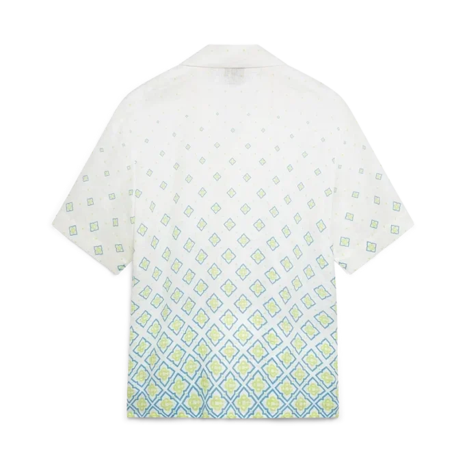 Cămășă din in cu mâneci scurte și monogramă degradată