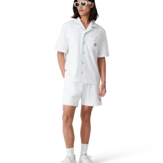 Cămășă din material de prosop cu dungi de tenis