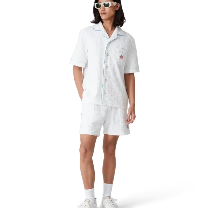 Cămășă din material de prosop cu dungi de tenis Cămășă din material de prosop cu dungi de tenis