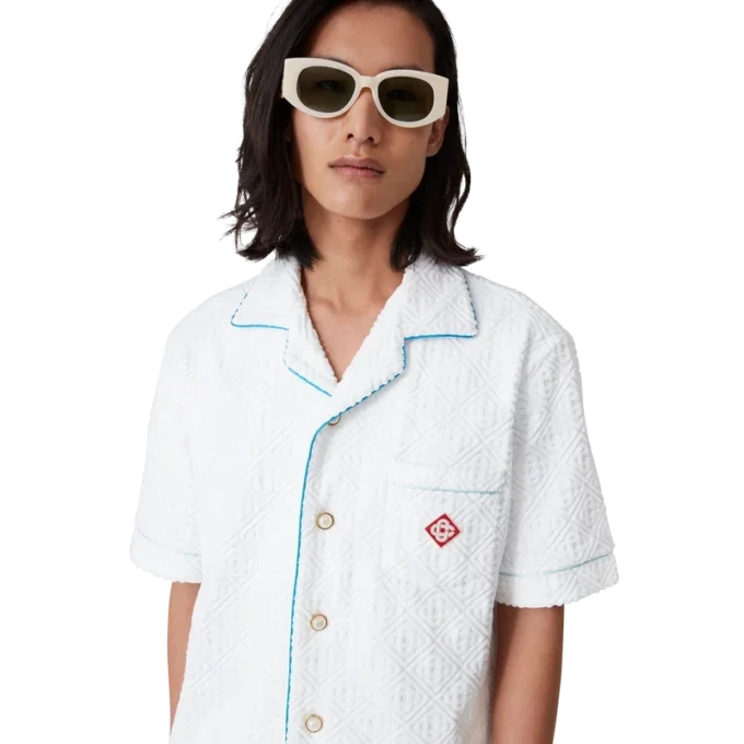 Cămășă din material de prosop cu dungi de tenis Cămășă din material de prosop cu dungi de tenis