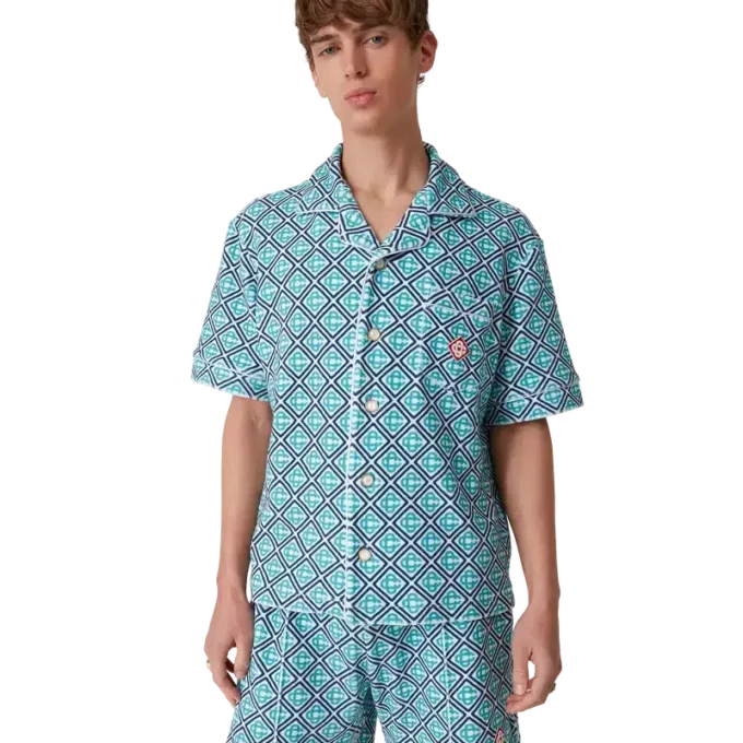 Cămășă din material de prosop cu imprimeu Monogram