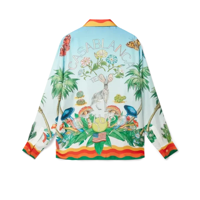 Cămășă din mătase cu guler cubanez Palm Springs Tennis Club