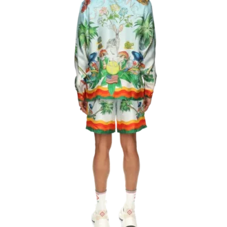 Cămășă din mătase cu guler cubanez Palm Springs Tennis Club