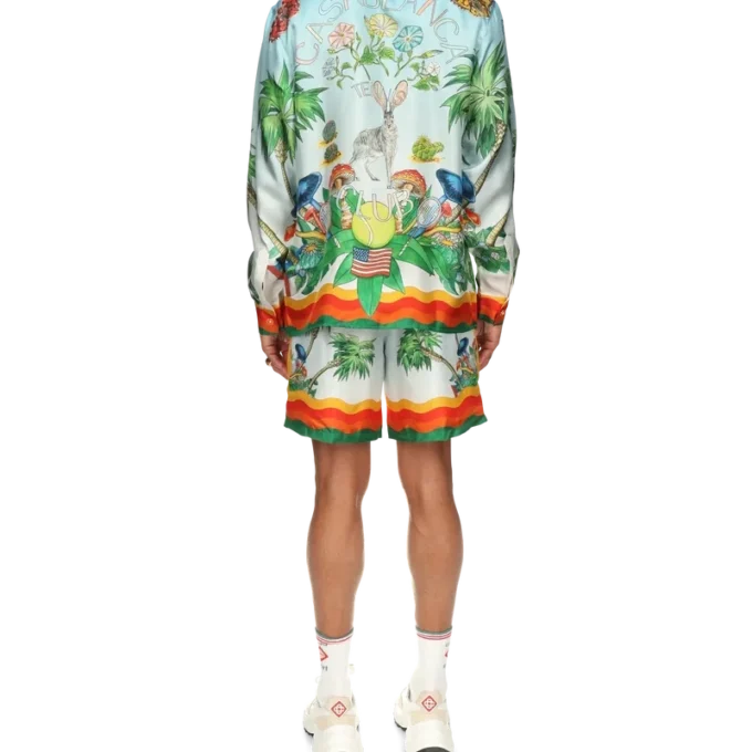 Cămășă din mătase cu guler cubanez Palm Springs Tennis Club